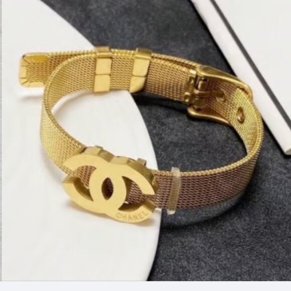 Gold Mesh Bracelet Adjustable - Picture 3 of 5
